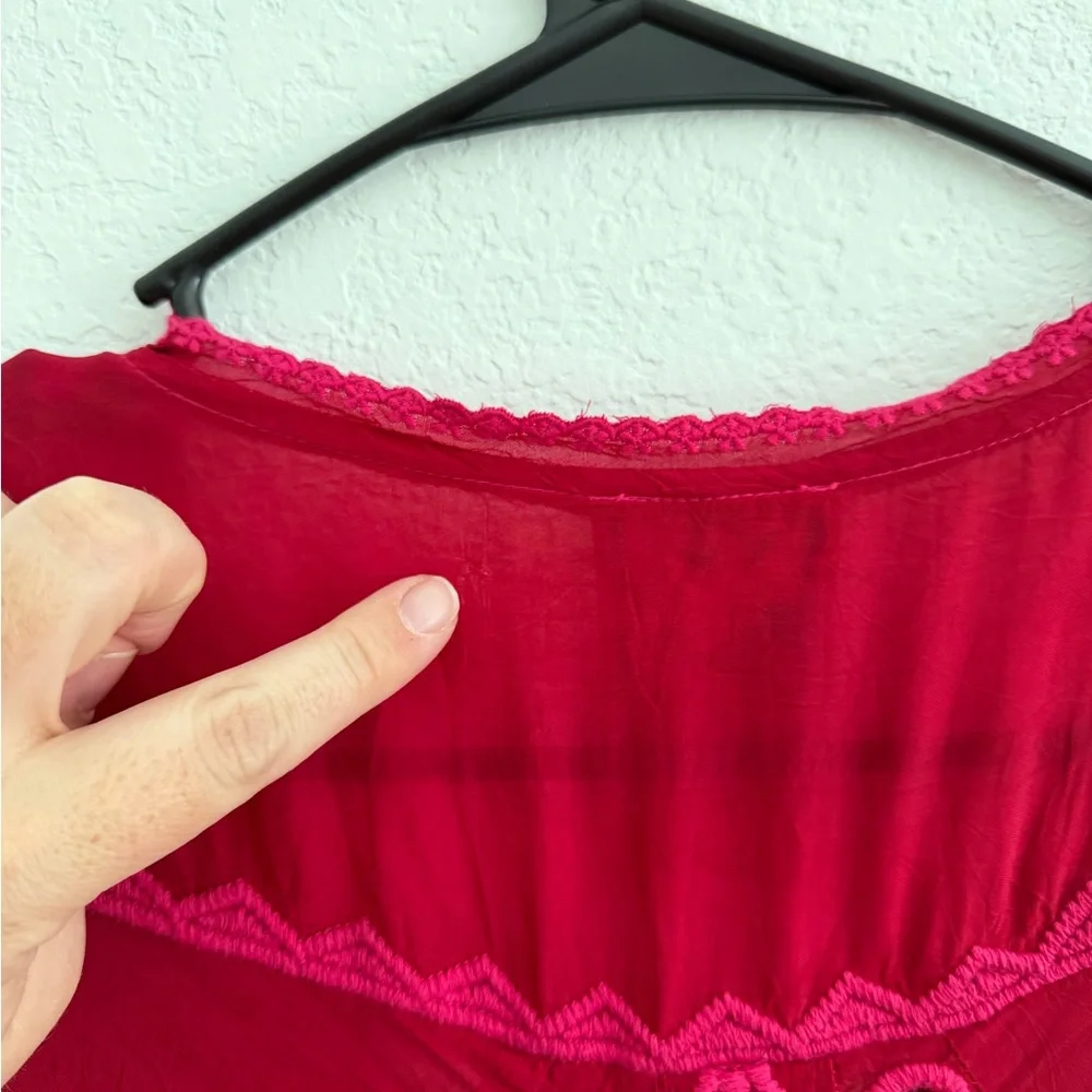 Johnny Was Blouse Small Pink and Red Embroidered Flowy Boho shirt - Picture 6 of 6